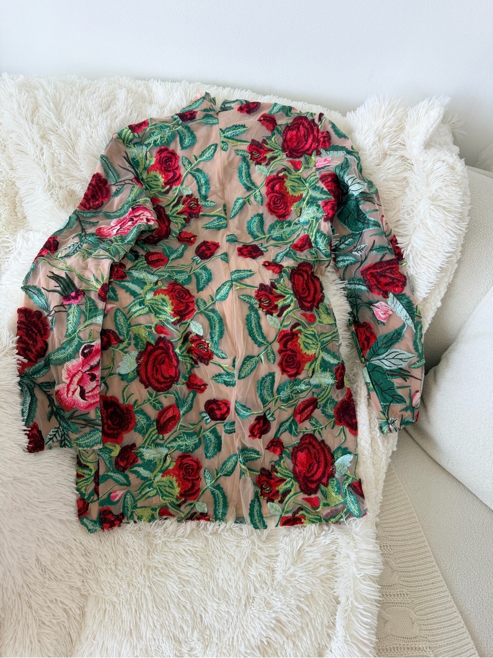 Long sleeve Flower Embroidery Mini dress Medium for @cstiggs16 - Picture 5 of 17